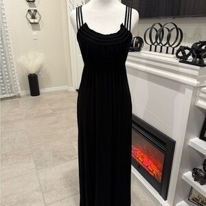 Black Spaghetti Strap Sleeveless Cocktail Gown